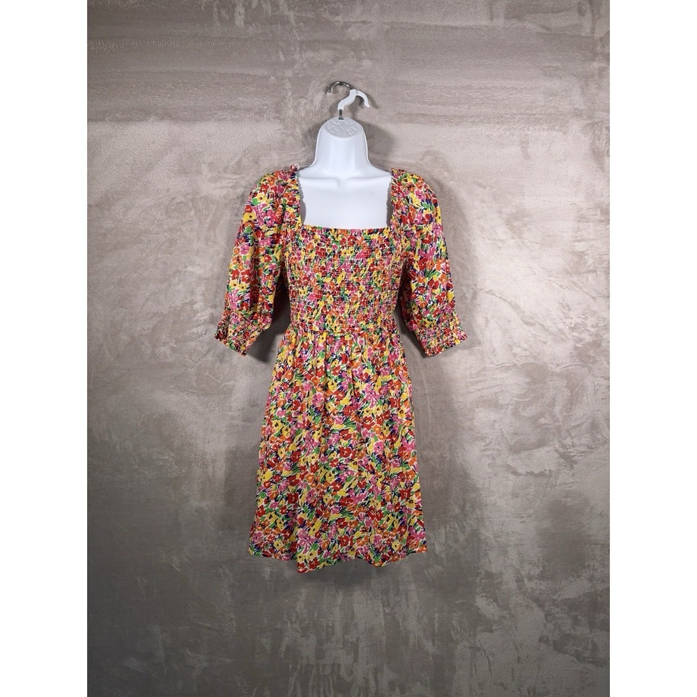 RIXO x Target Floral Puff Sleeve Smock Dress Womens Size Small Multicolor